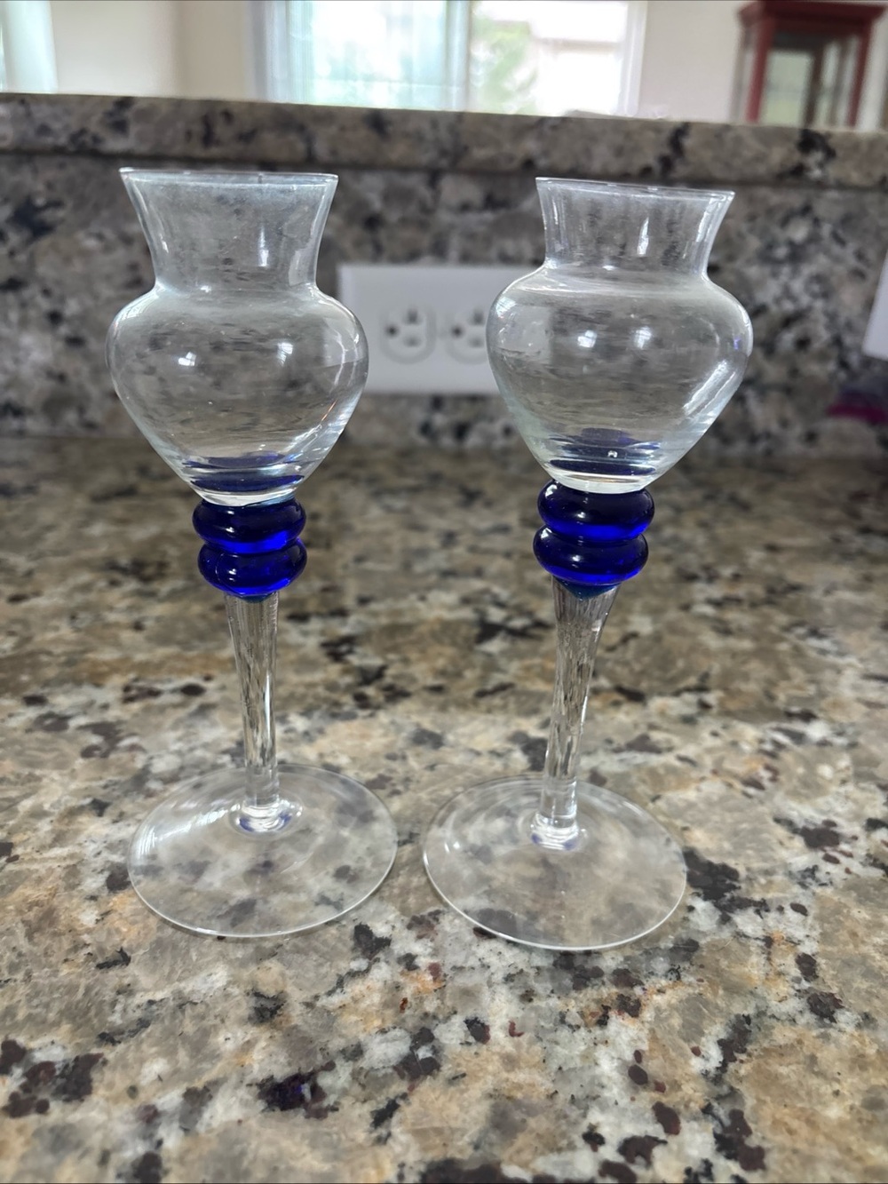 Source Unknown Clear Cordials with Cobalt Blue Rings